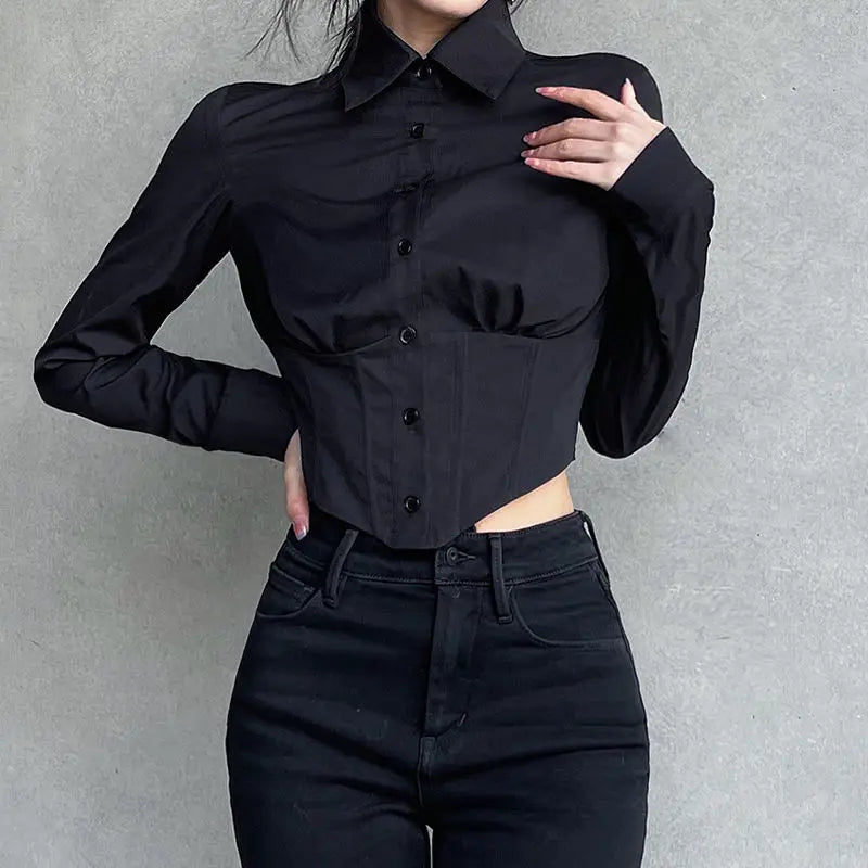 Classic Black Gothic Steampunk Shirt Black