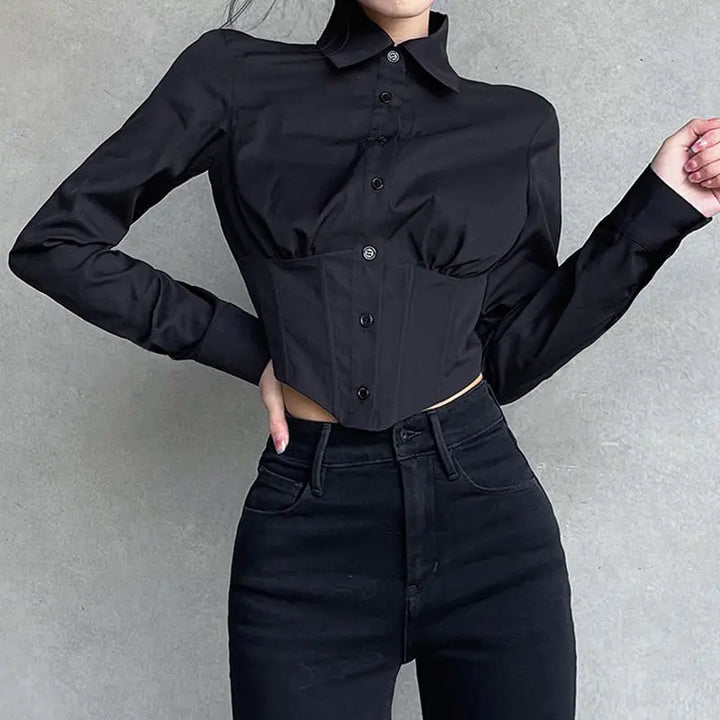 Classic Black Gothic Steampunk Shirt Black Stylish