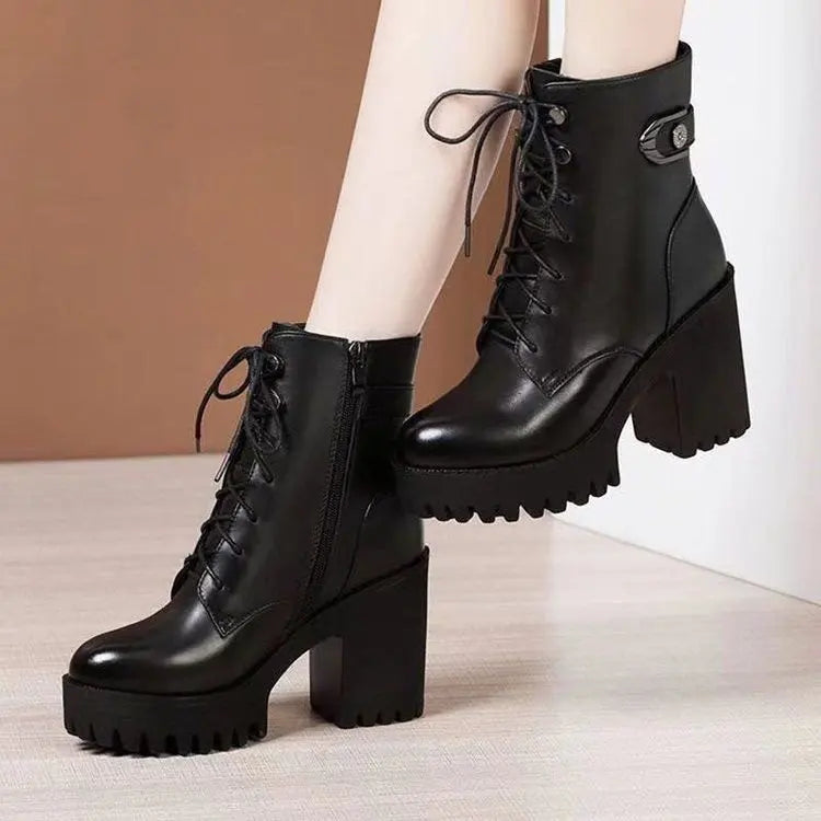 Classic Black Steampunk Ankle Boots Stylish