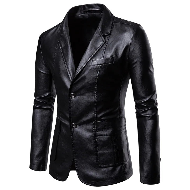 Classic Faux Leather Steampunk Jacket Black
