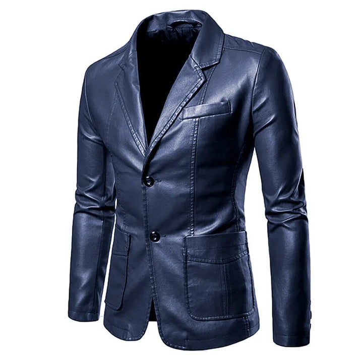 Classic Faux Leather Steampunk Jacket Blue