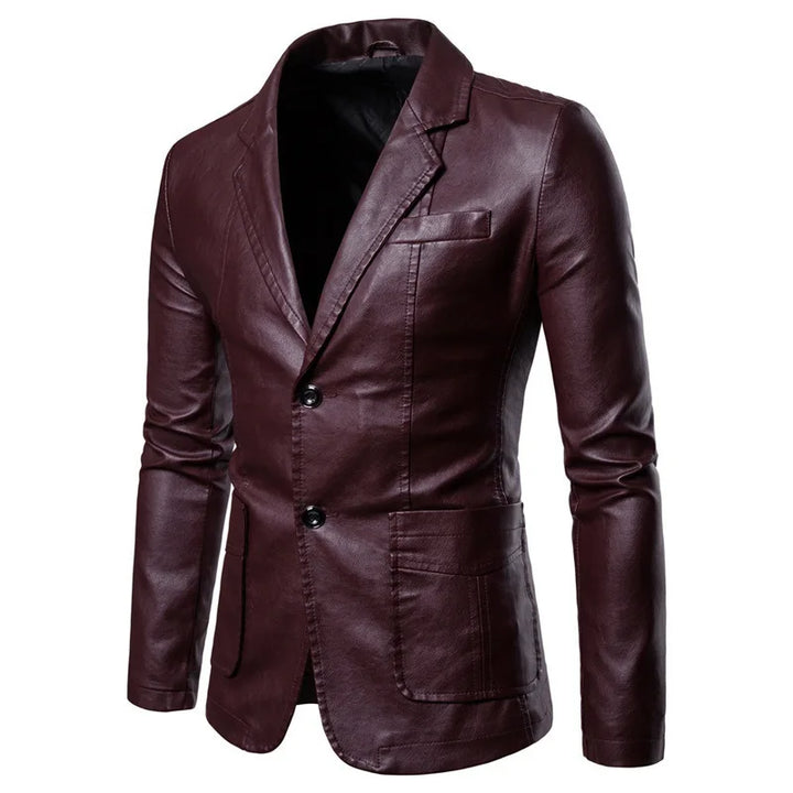 Classic Faux Leather Steampunk Jacket Red