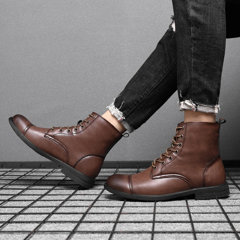 Classic Men's Steampunk Lace-up Boots masculine