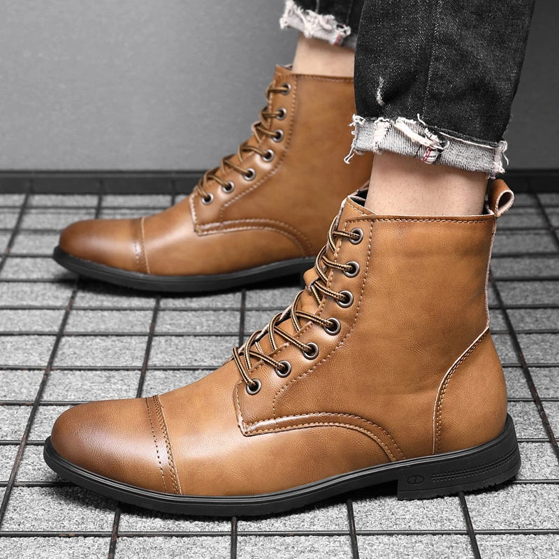 Classic Men's Steampunk Lace-up Boots rugged