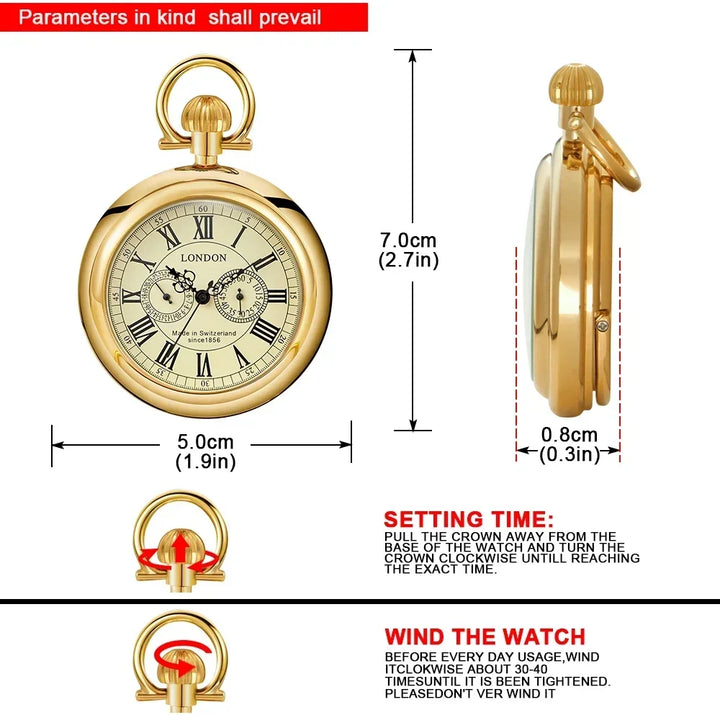 Classic Vintage Steampunk Gold Pocket Watch refined