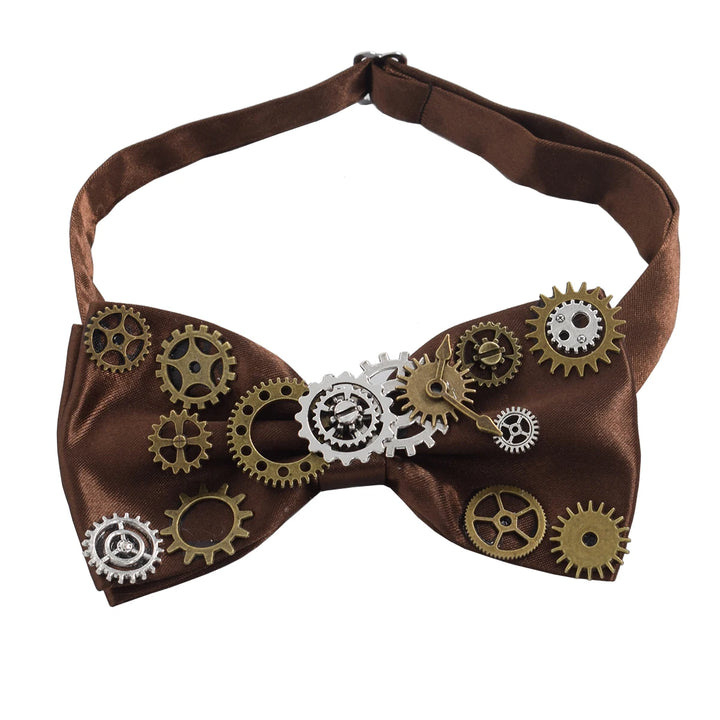 Colorful Steampunk Bow Tie With Gears brown