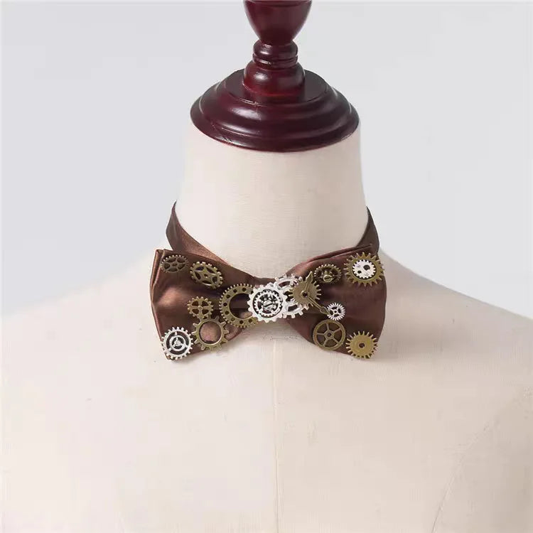 Colorful Steampunk Bow Tie With Gears retro