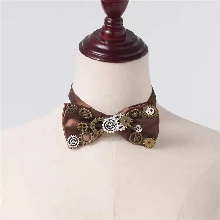 Colorful Steampunk Bow Tie With Gears retro