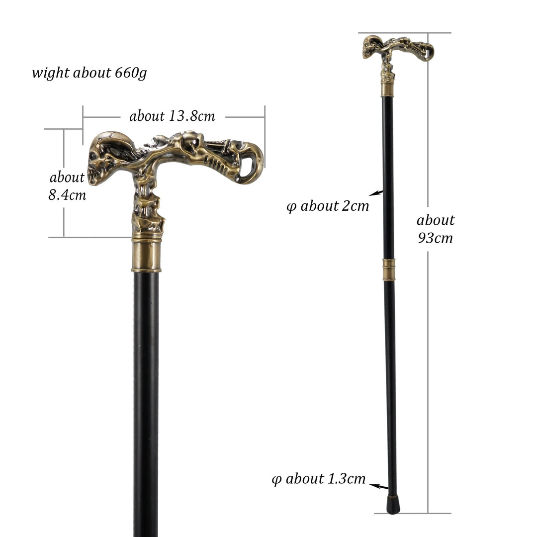 Copper-Plated Steampunk Cane With Skull Head stylish