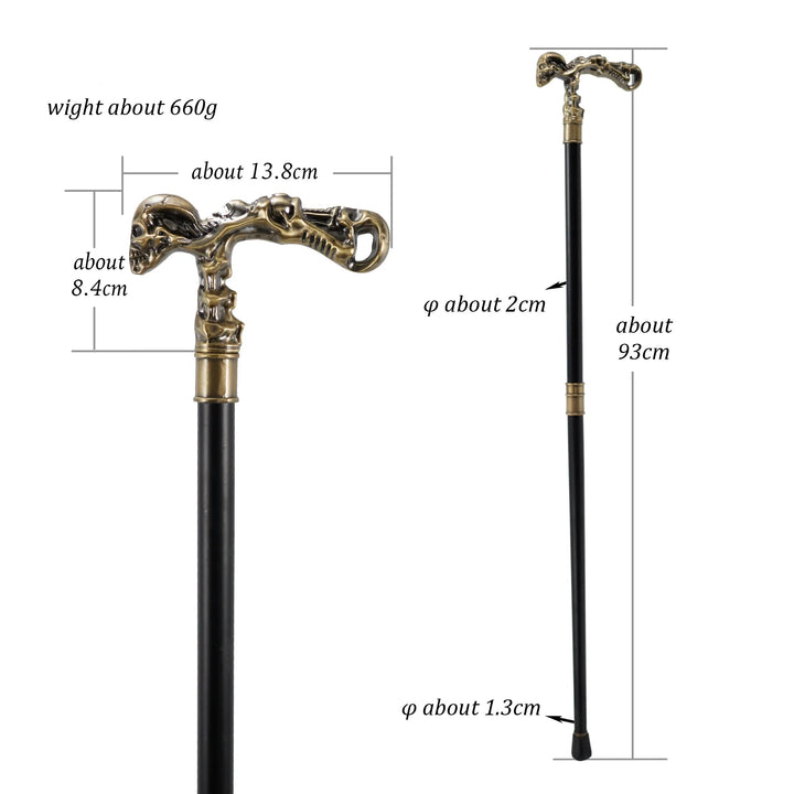 Copper-Plated Steampunk Cane With Skull Head stylish