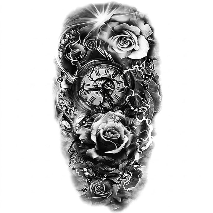Creative Steampunk Rose Clock Tattoo stylish