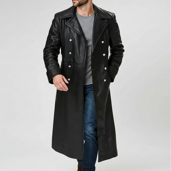 Double-Breasted Faux Leather Steampunk Coat