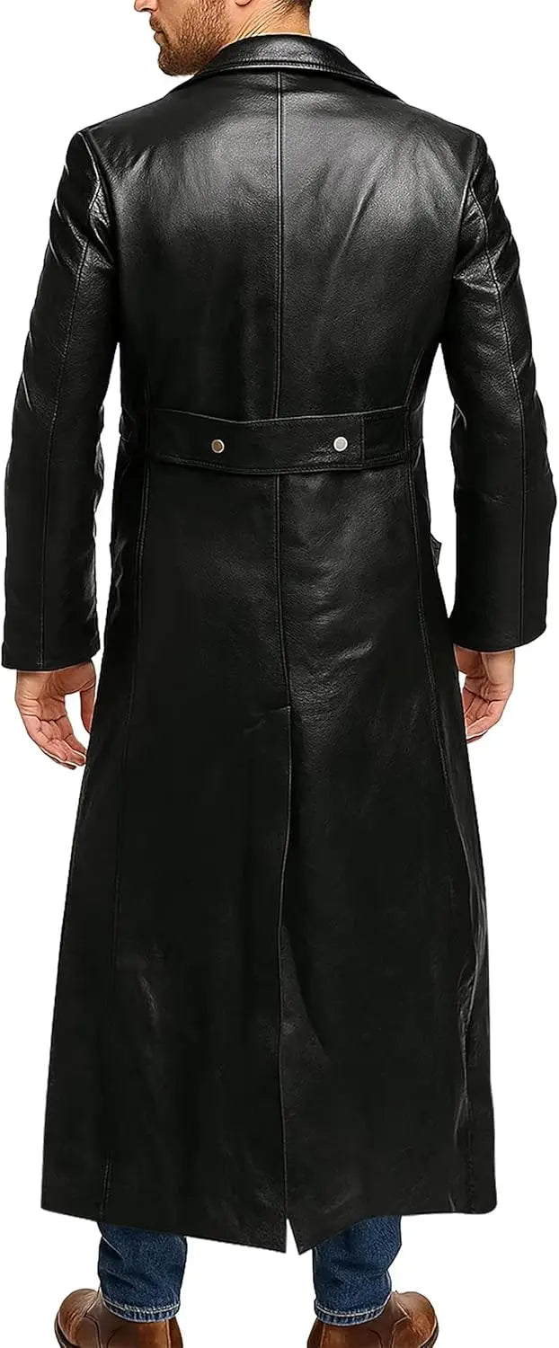 Double-Breasted Faux Leather Steampunk Coat vintage