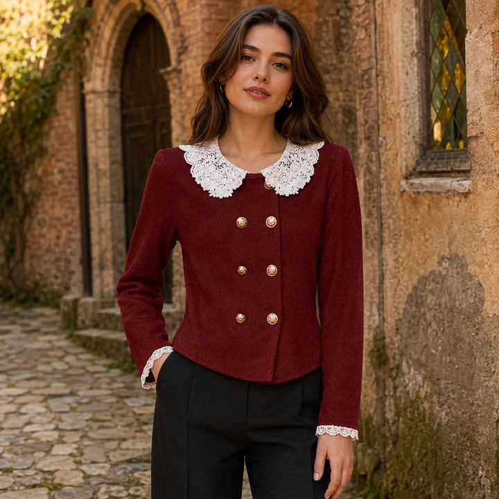Double-Breasted Lace Collar Steampunk Shirt