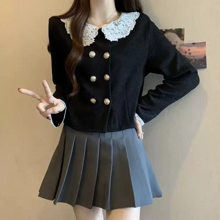 Double-Breasted Lace Collar Steampunk Shirt Stylish