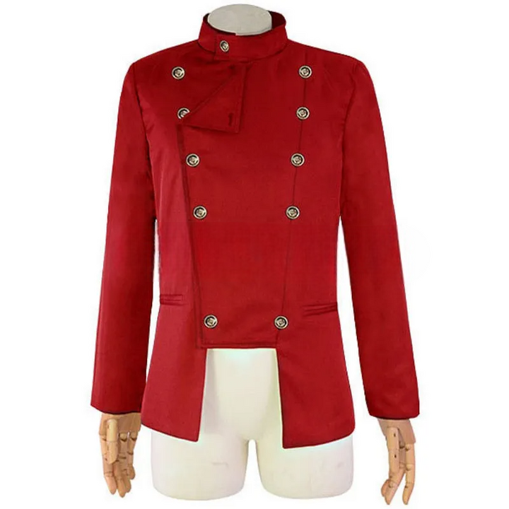 Double-Breasted Medieval Steampunk Jacket Red