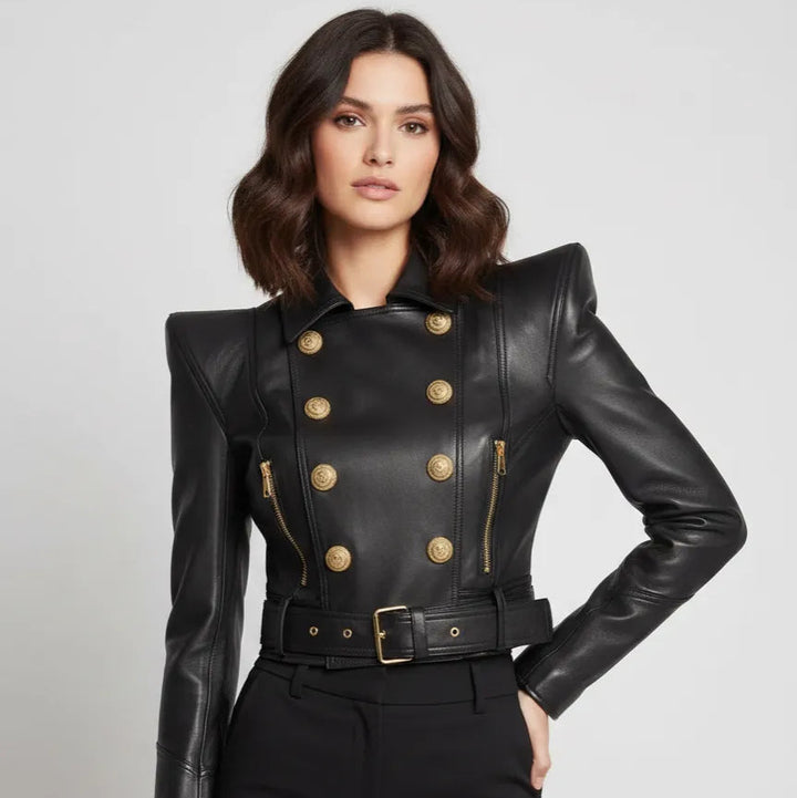 Double-Breasted Steampunk Jacket with Belt