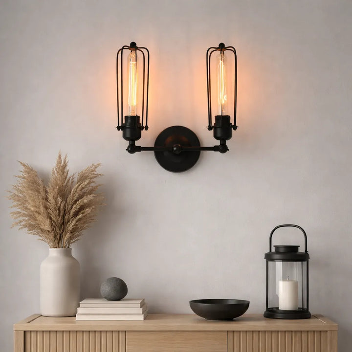 Double-head Steampunk Wall Black Lamp