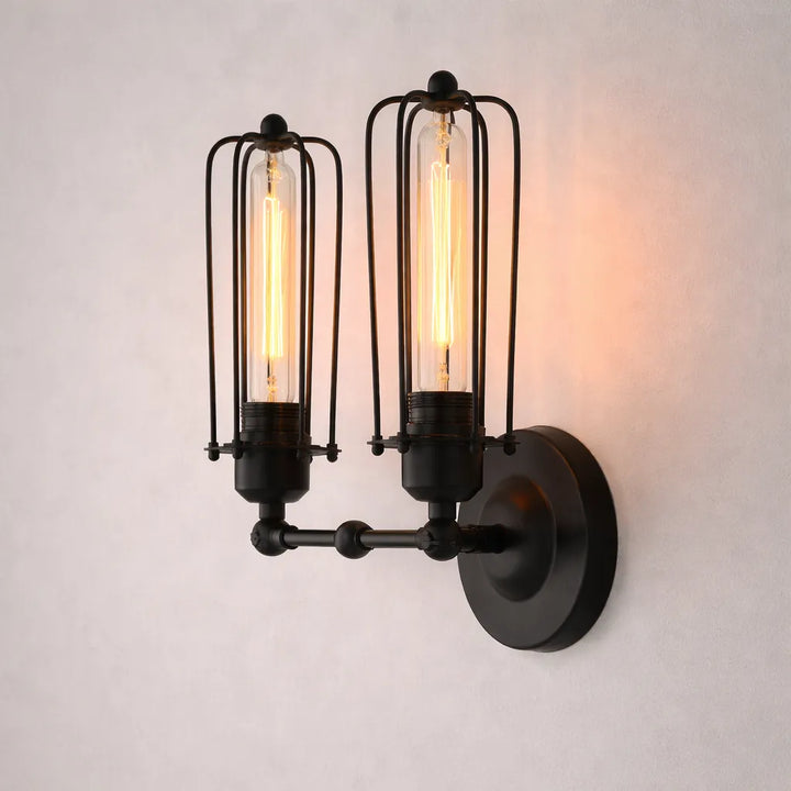 Double-head Steampunk Wall Black Lamp Design