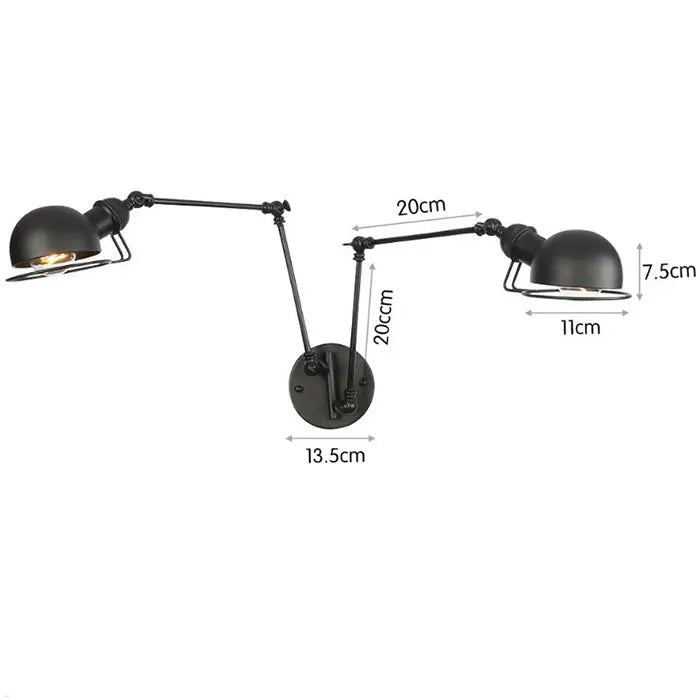 Double-headed Steampunk Bowl Wall Lamp Measurement