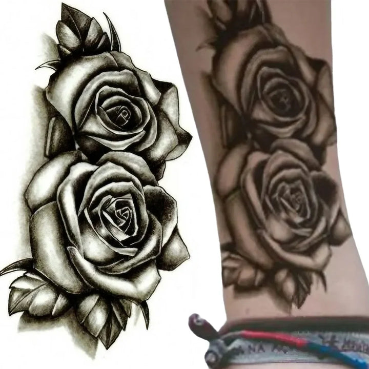Double Roses Steampunk Tattoo fashion