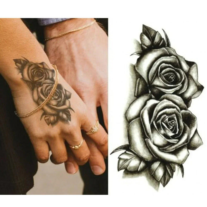 Double Roses Steampunk Tattoo unique