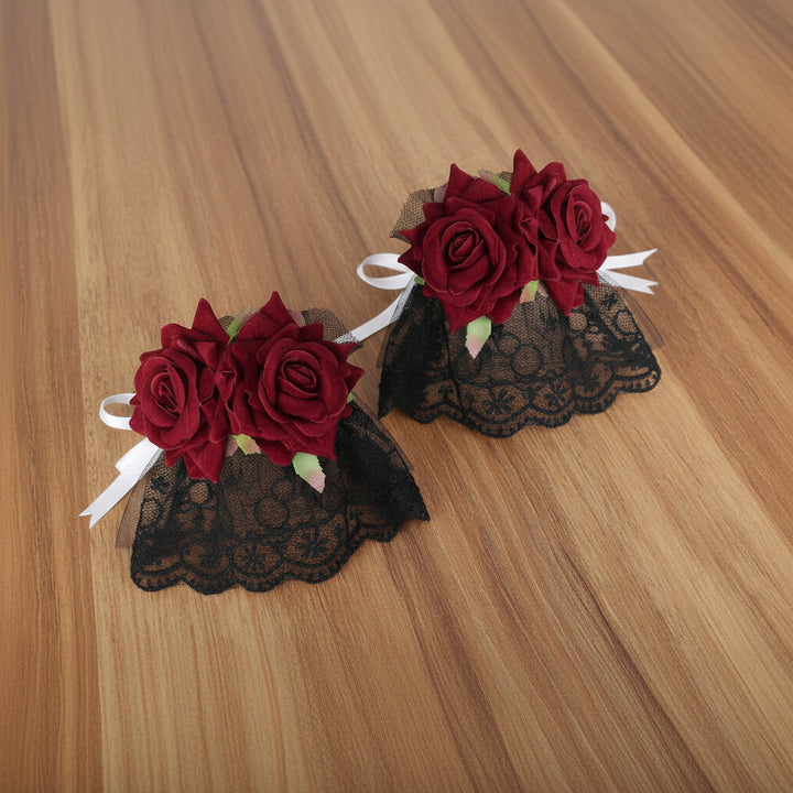 Double Steampunk Lace Bracelet With Roses