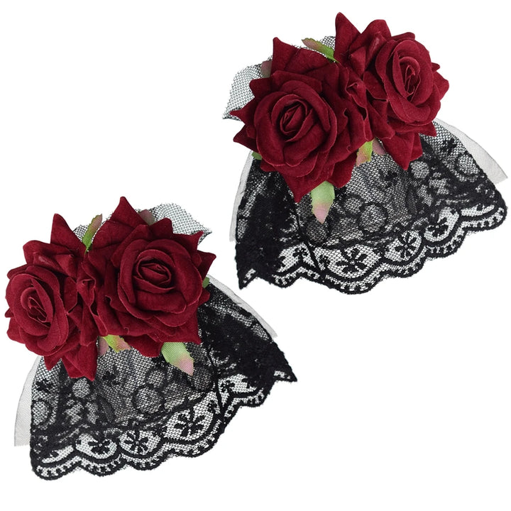 Double Steampunk Lace Bracelet With Roses stylish