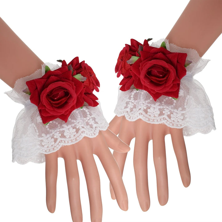 Double Steampunk Lace Bracelet With Roses tendance