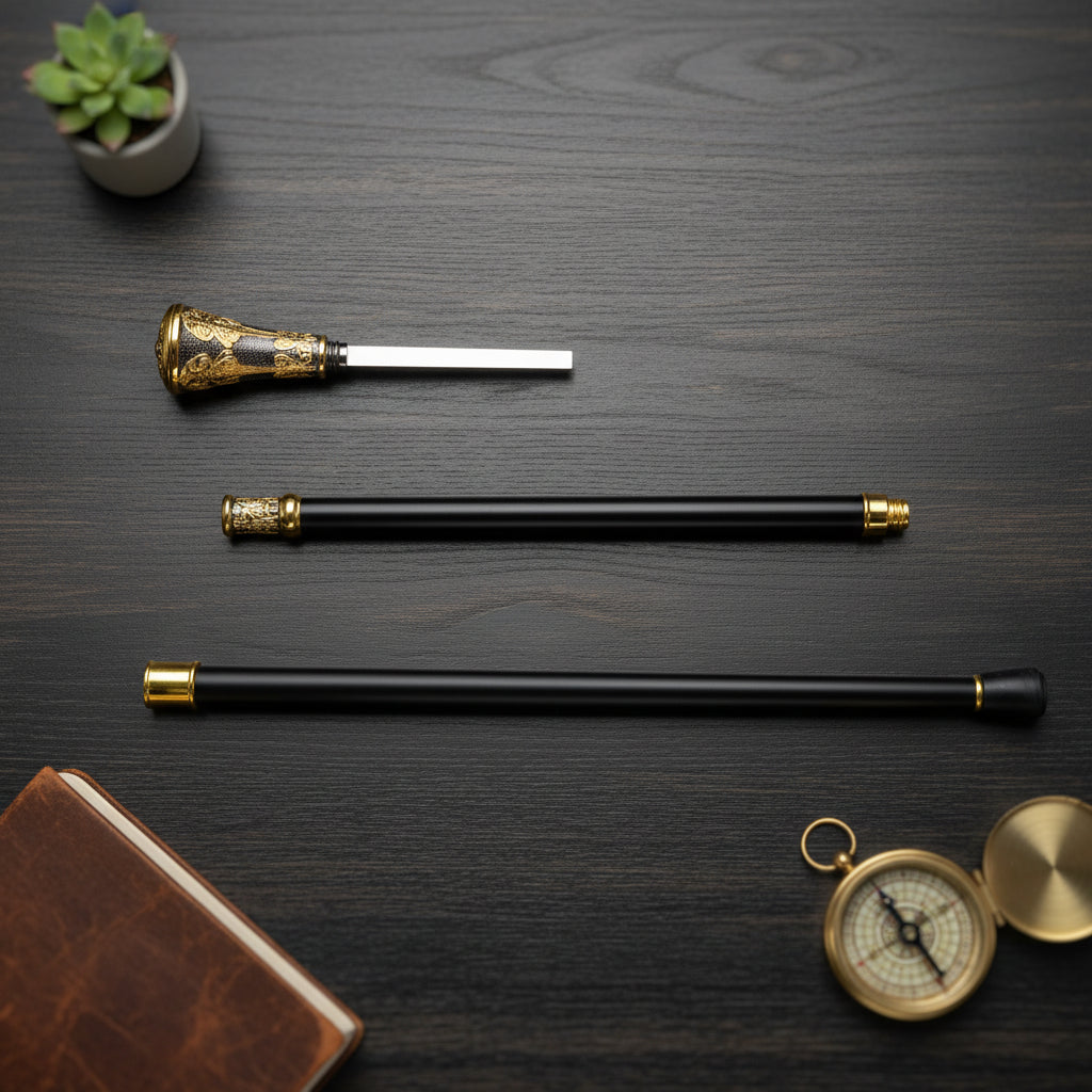 Elegant Black And Gold Steampunk Cane