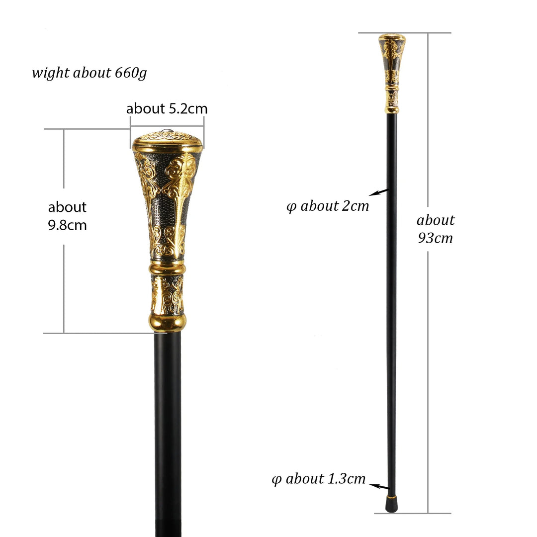 Elegant Black And Gold Steampunk Cane fashion
