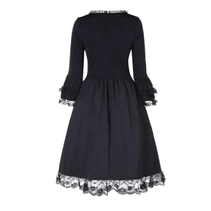 Elegant Black Steampunk Dress with Lacing stylish