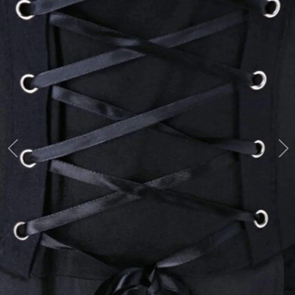 Elegant Black Steampunk Dress with Lacing tendance