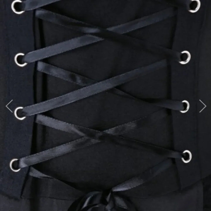 Elegant Black Steampunk Dress with Lacing tendance