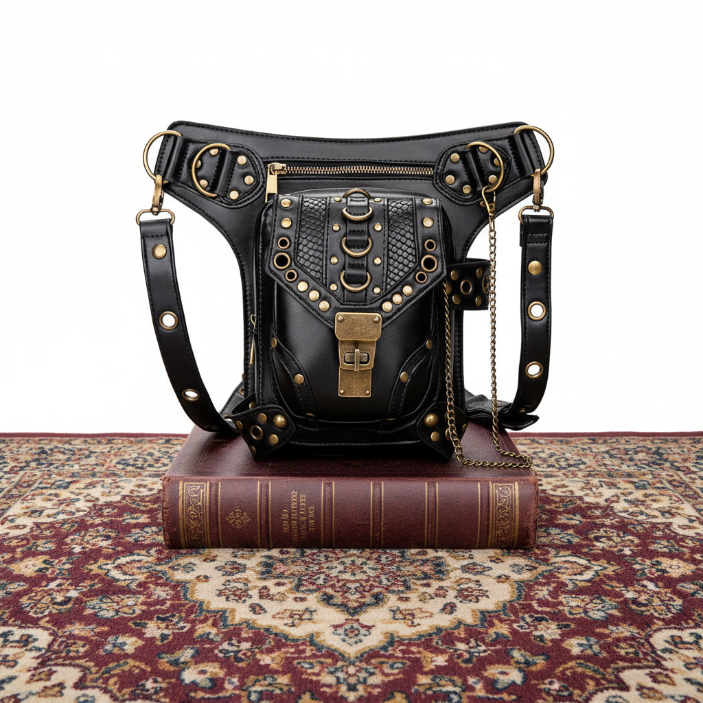 Elegant Black Steampunk Leg Bag