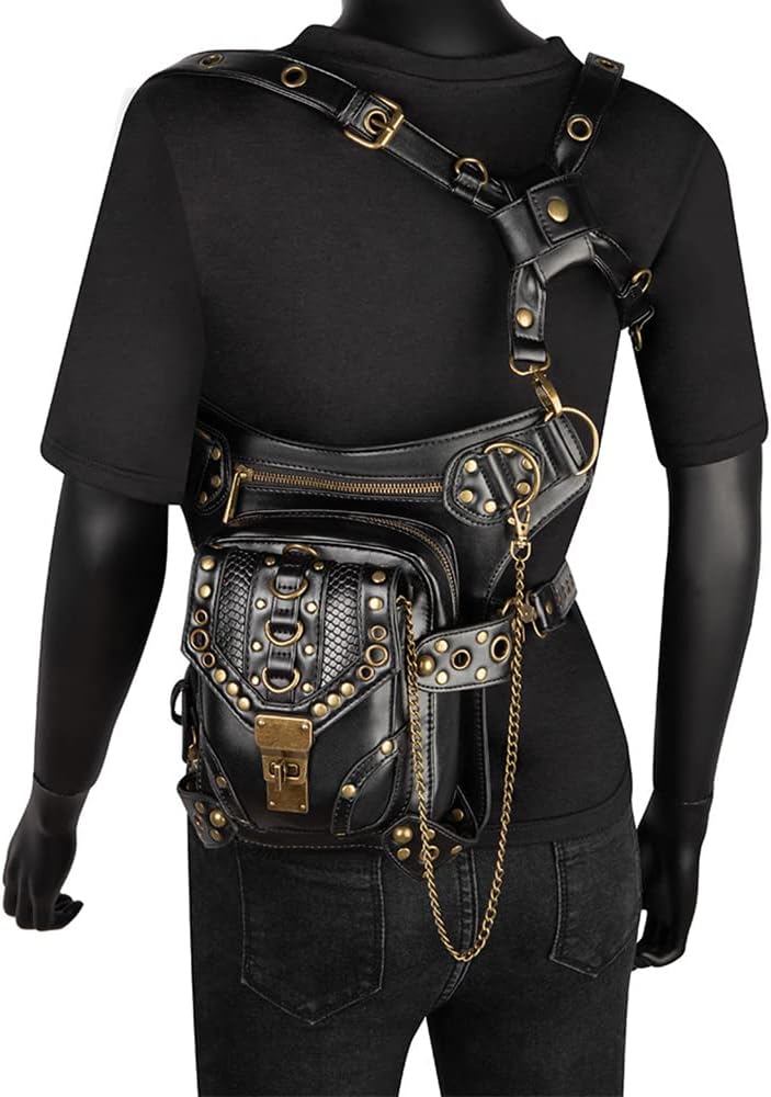 Elegant Black Steampunk Leg Bag chic