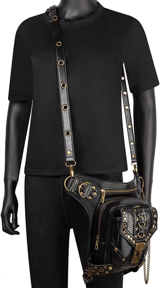 Elegant Black Steampunk Leg Bag tendance