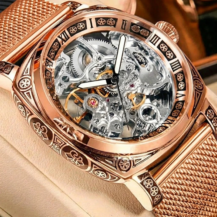 Elegant Mechanical Steampunk Wristwatch Pink