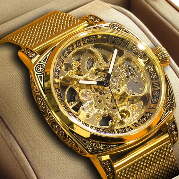 Elegant Mechanical Steampunk Wristwatch Yellow