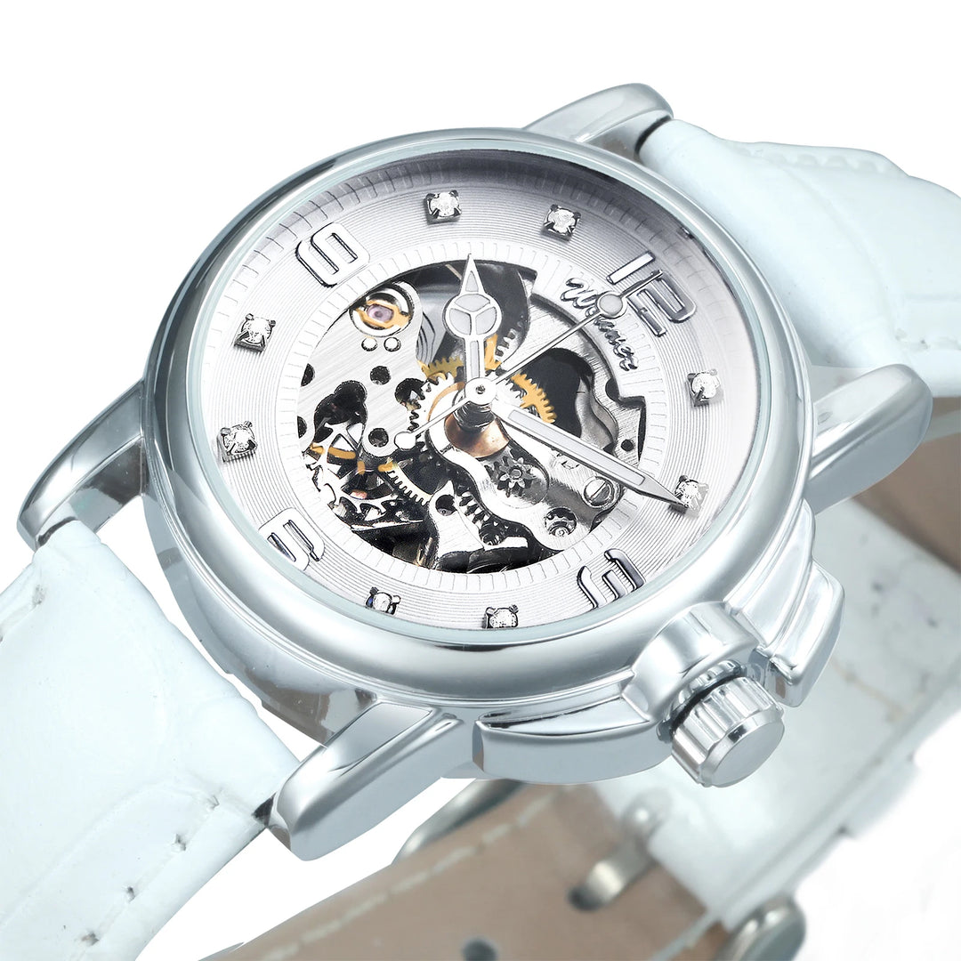 Elegant Minimalist Steampunk Women’s Watch White