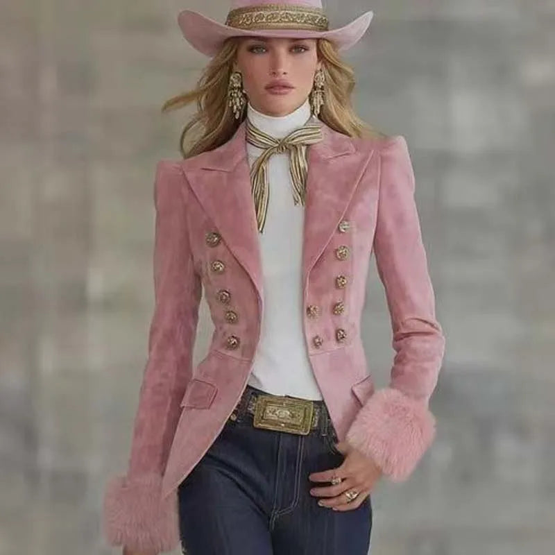 Elegant Pink Steampunk Blazer Jacket