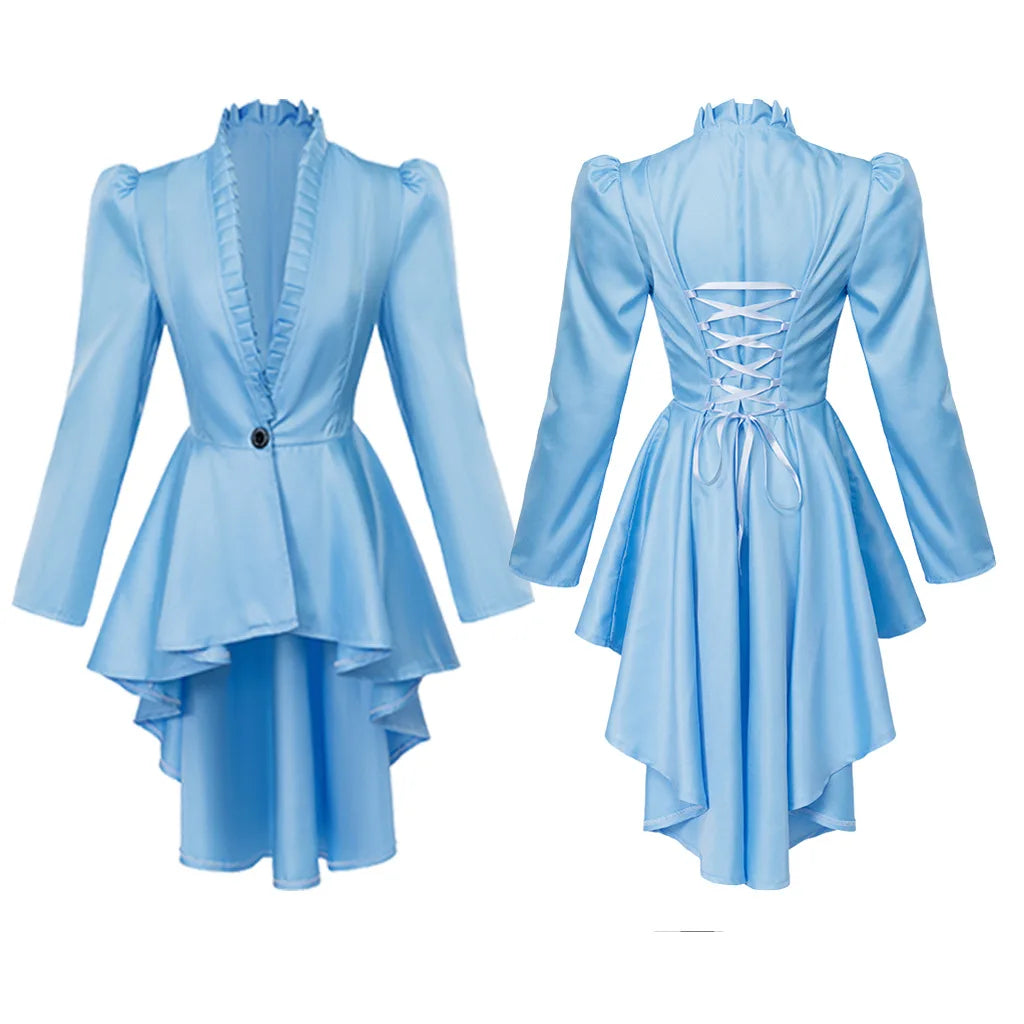 Elegant Renaissance Steampunk Coat Blue