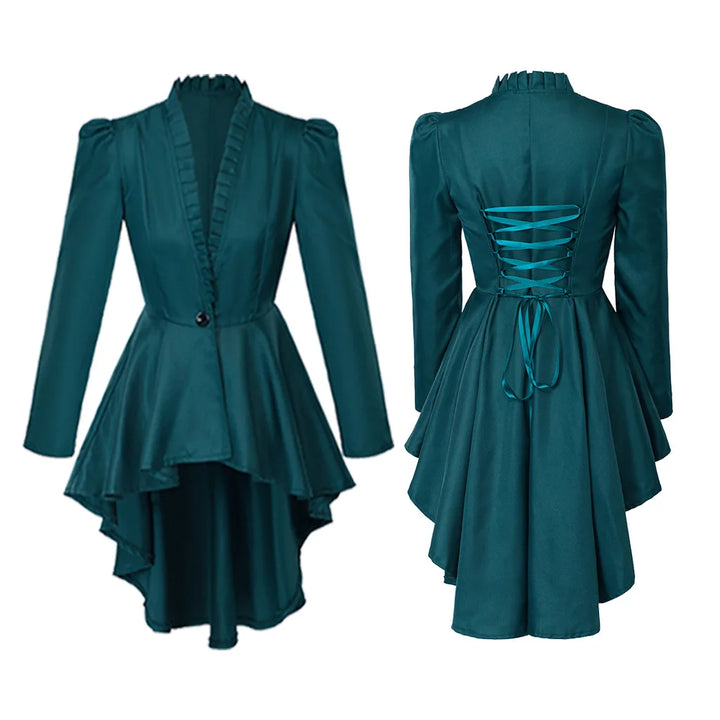 Elegant Renaissance Steampunk Coat Green