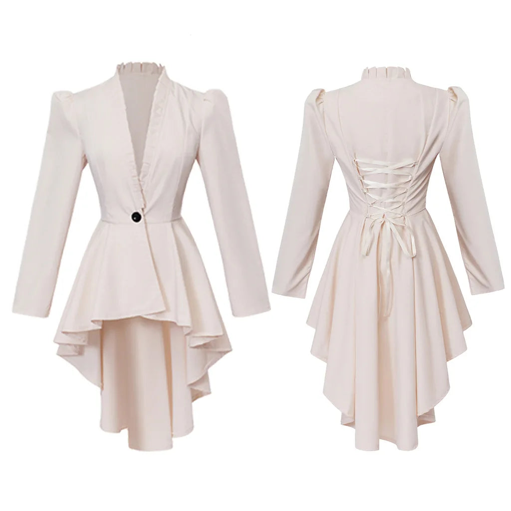 Elegant Renaissance Steampunk Coat Khaki