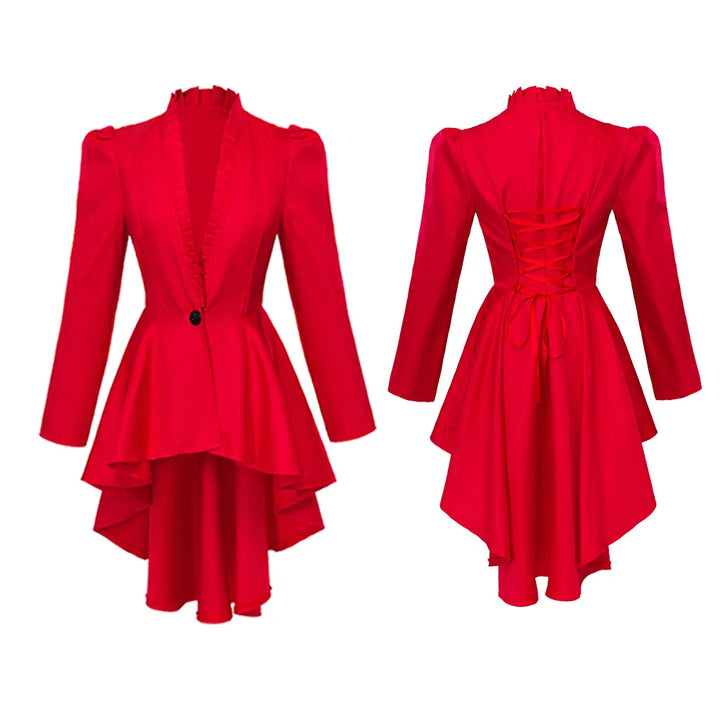 Elegant Renaissance Steampunk Coat Red