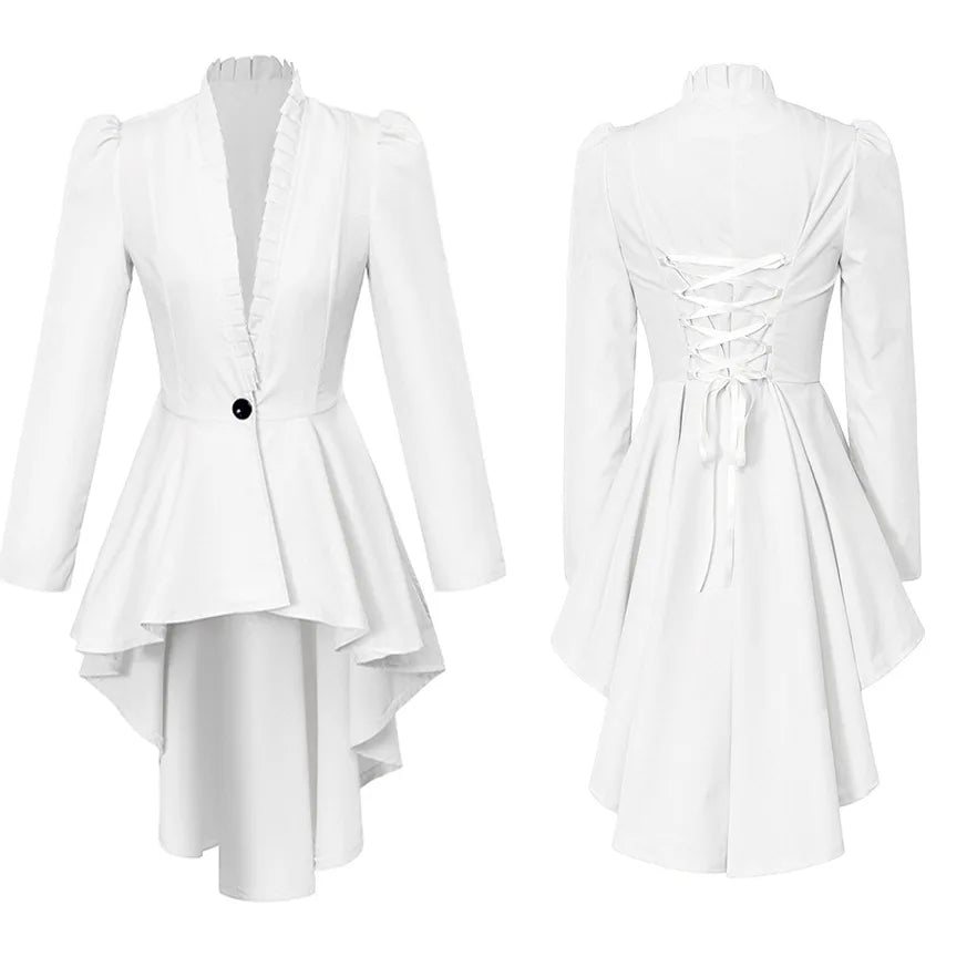 Elegant Renaissance Steampunk Coat White