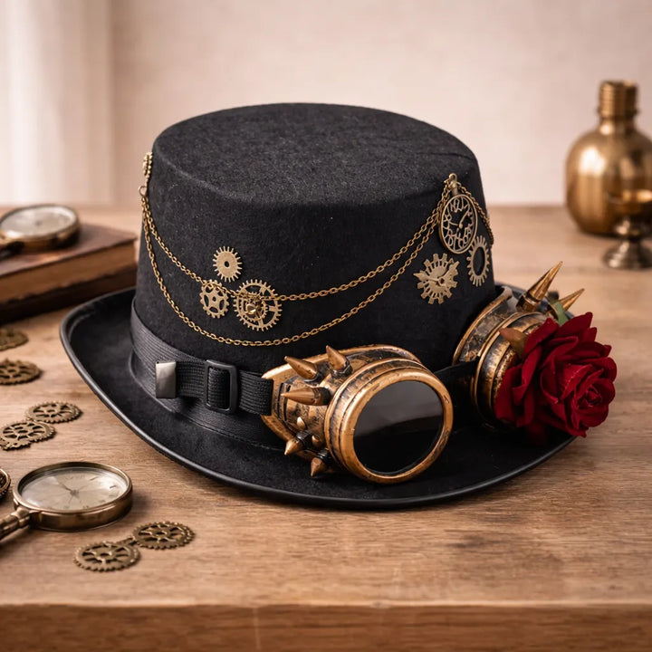 Elegant Steampunk Hat With Goggles