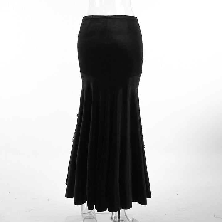 Elegant Steampunk Maxi Skirt With Rose Flowers delicate