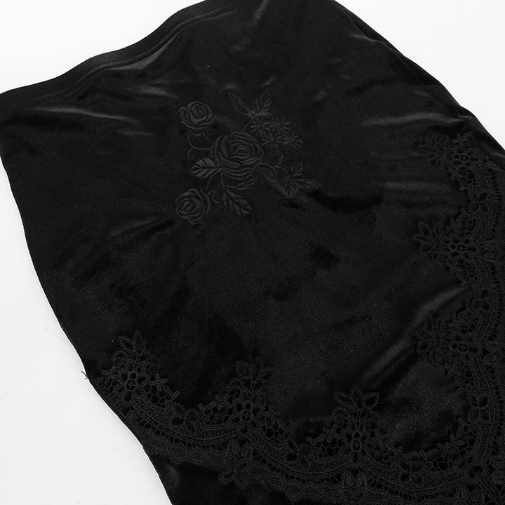 Elegant Steampunk Maxi Skirt With Rose Flowers luxurious