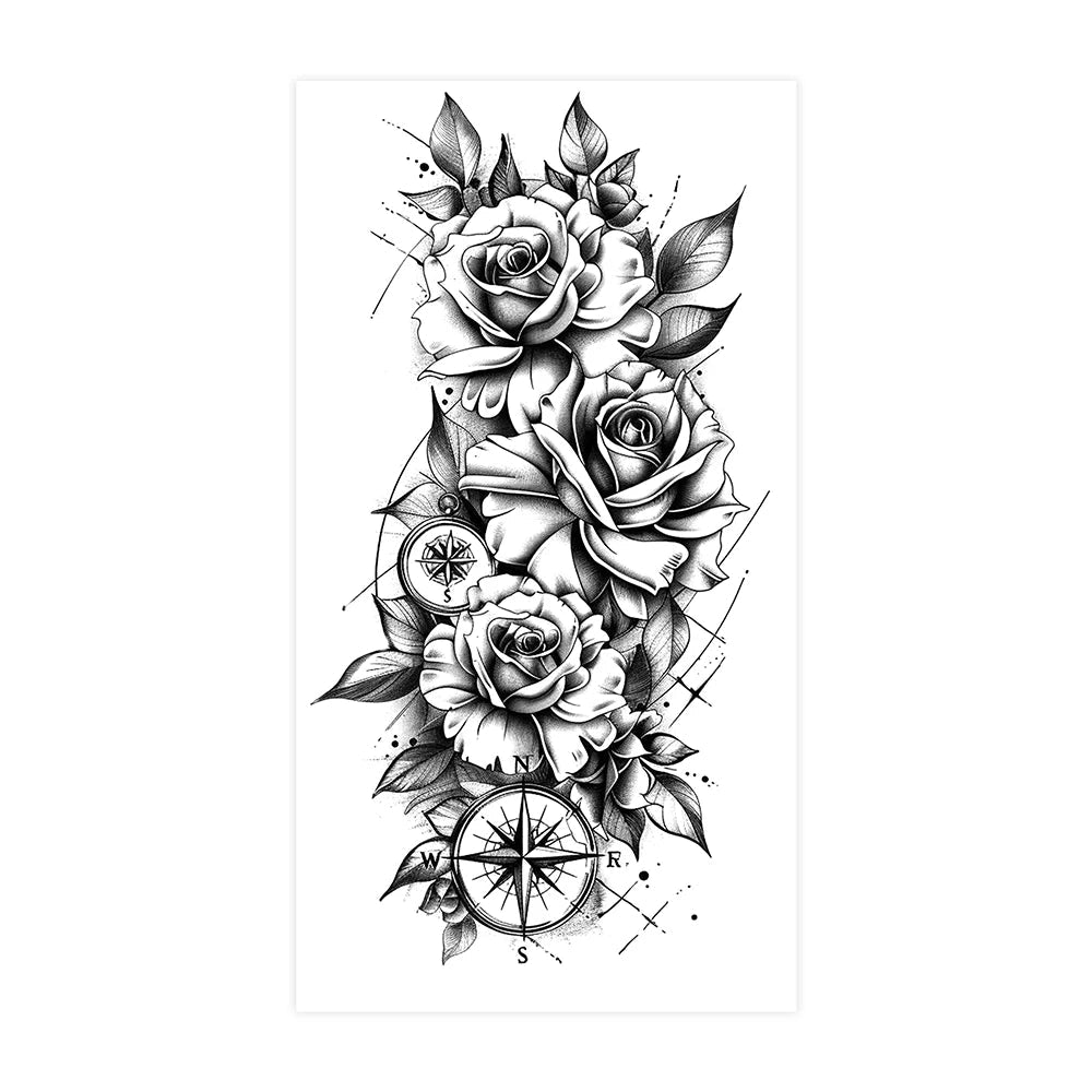 Elegant Steampunk Tattoo with Roses stylish